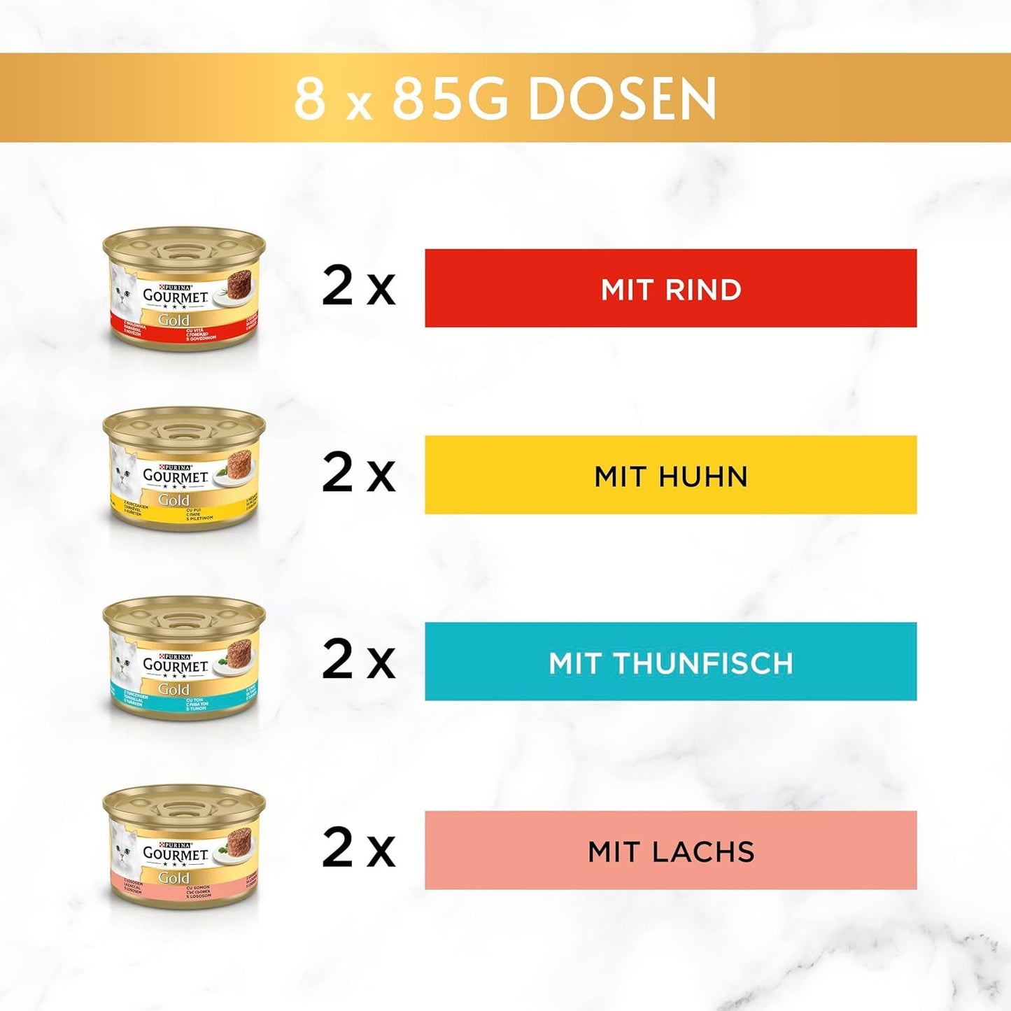 Nassfutter für Katzen Gourmet Gold Refined Ragout, sortierte Mischung, 96er Pack (96 x 85g)