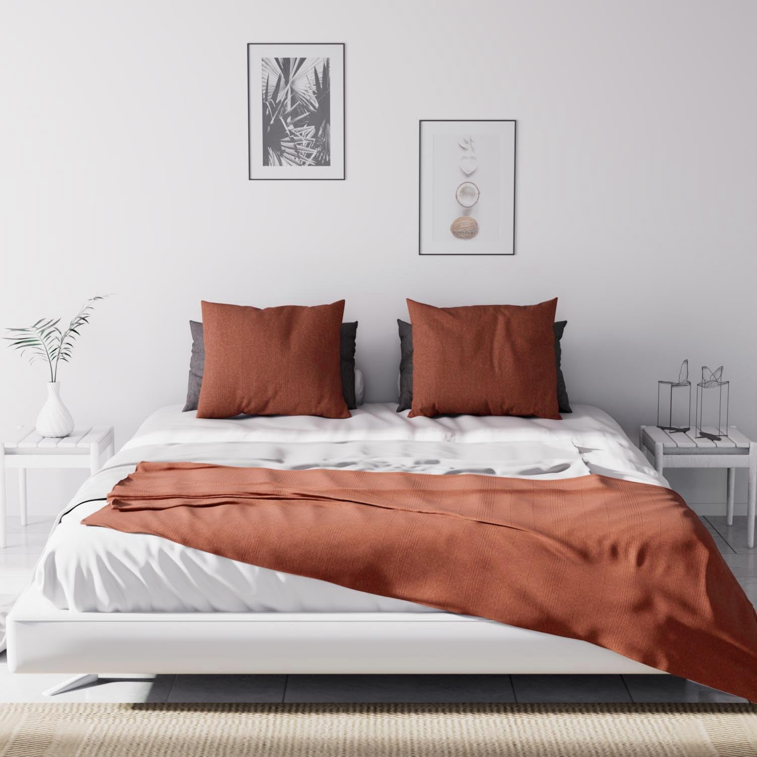 Soleil D'Ocre, Adele, Tagesdecke, Sofaüberwurf, Baumwolle, ziegelrot, 220 x 240 cm Betten und Decken Besuchen Sie den Soleil d'ocre-Store