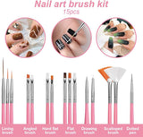 Set mit Nagelaufklebern und Zubehör – 5 Nagelaufkleber, Pinsel, Steine, Zierband, Goldfolie – perfekt für Maniküre und Gelnägel – 50-teiliges Set