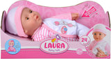 Simba 105140020 – My Love Baby Talk Puppe mit weichem Körper und schläfrigen Augen in süßem Kleid, macht 24 Babygeräusche, 30 cm große Babypuppe ab 2 Jahren, weiß-rosa Puppen, Naty Shop Caps
