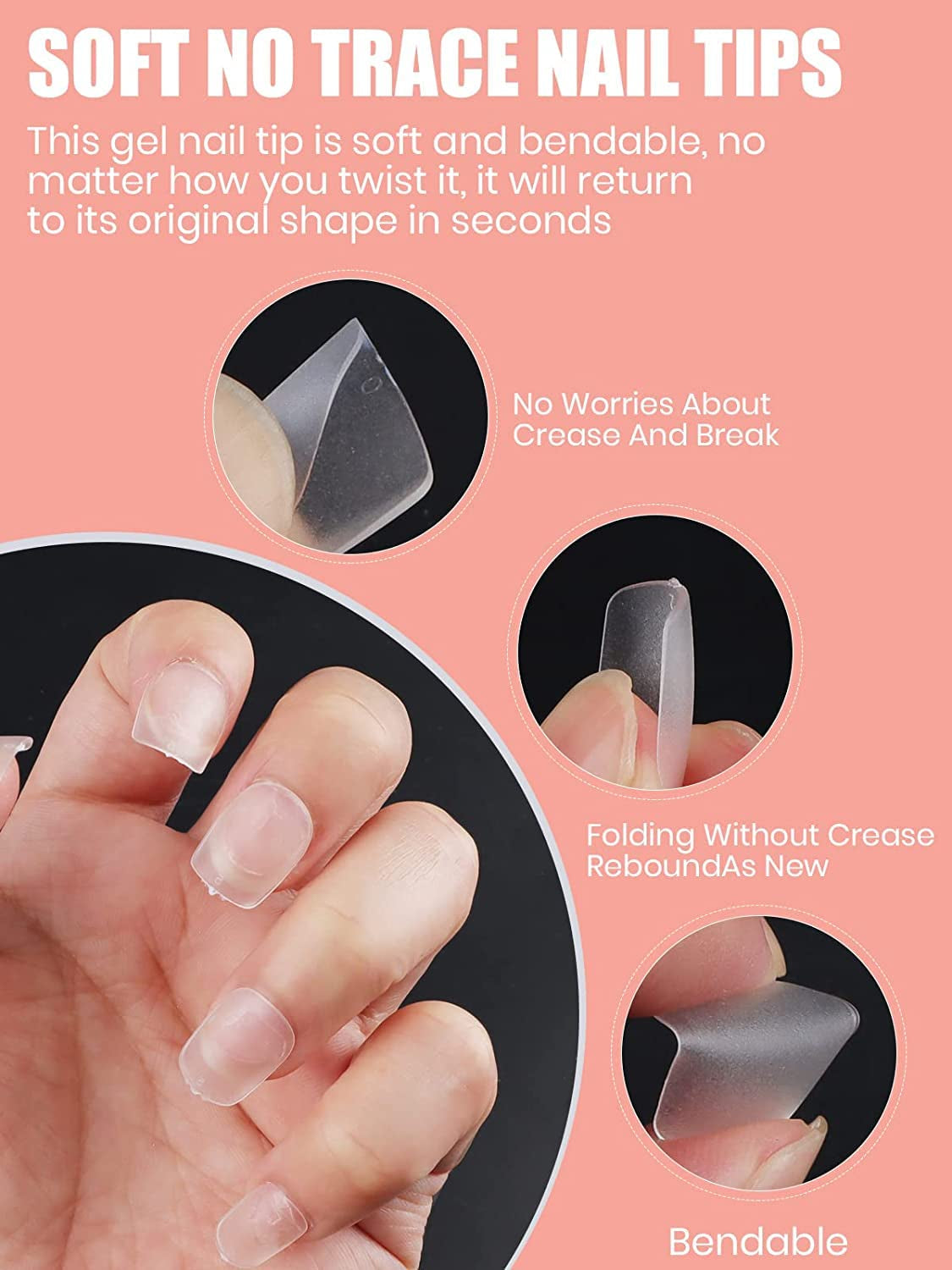 EBANKU 420 Stück kurze quadratische Nagelspitzen, vollflächige matte Spitzen, weiche Gel-Spitzen, klare vorpolierte Gel-Nagelspitzen, künstliche Nagelverlängerungsspitzen, 15 Größen (kurzes Quadrat)