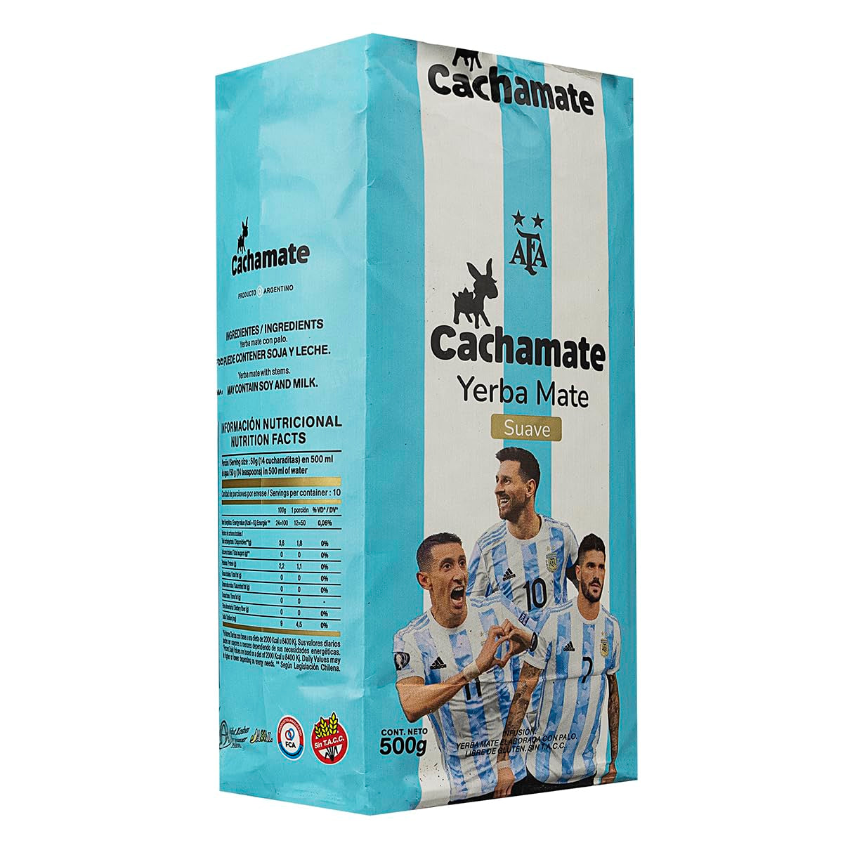 CACHAMATE Mundial Suave 500G | Sonderedition Fußball | Argentinischer Yerba Mate | 12 Monate natürliche Reifung | Antioxidative und harntreibende Eigenschaften