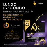 L'OR Espresso Kaffeetassen Lungo Profondo (200 Lungo Kaffeekapseln, Gesicht für Nespresso* Kaffeemaschinen, Intensität 08/12, 100 % Arabica Kaffee, UTZ-zertifiziert), 10 x 20 Tassen