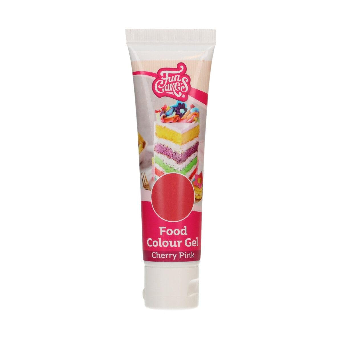Funcakes Cherry Pink Gel-Lebensmittelfarbe: Hochkonzentrierte Lebensmittelfarbe für Teig, Creme, Fondant, Marzipan, Gebäck, einfache Dosierung, einzelne Tropfen für lebendige Farben, Halal, 30 g