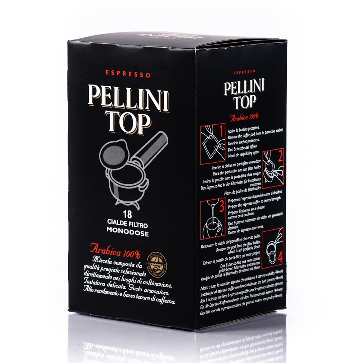 Pellini Caffè, Espresso Pellini Top 100% Arabica – 6 Packungen mit 18 Pads (6x126 g, insgesamt 108 Pads)
