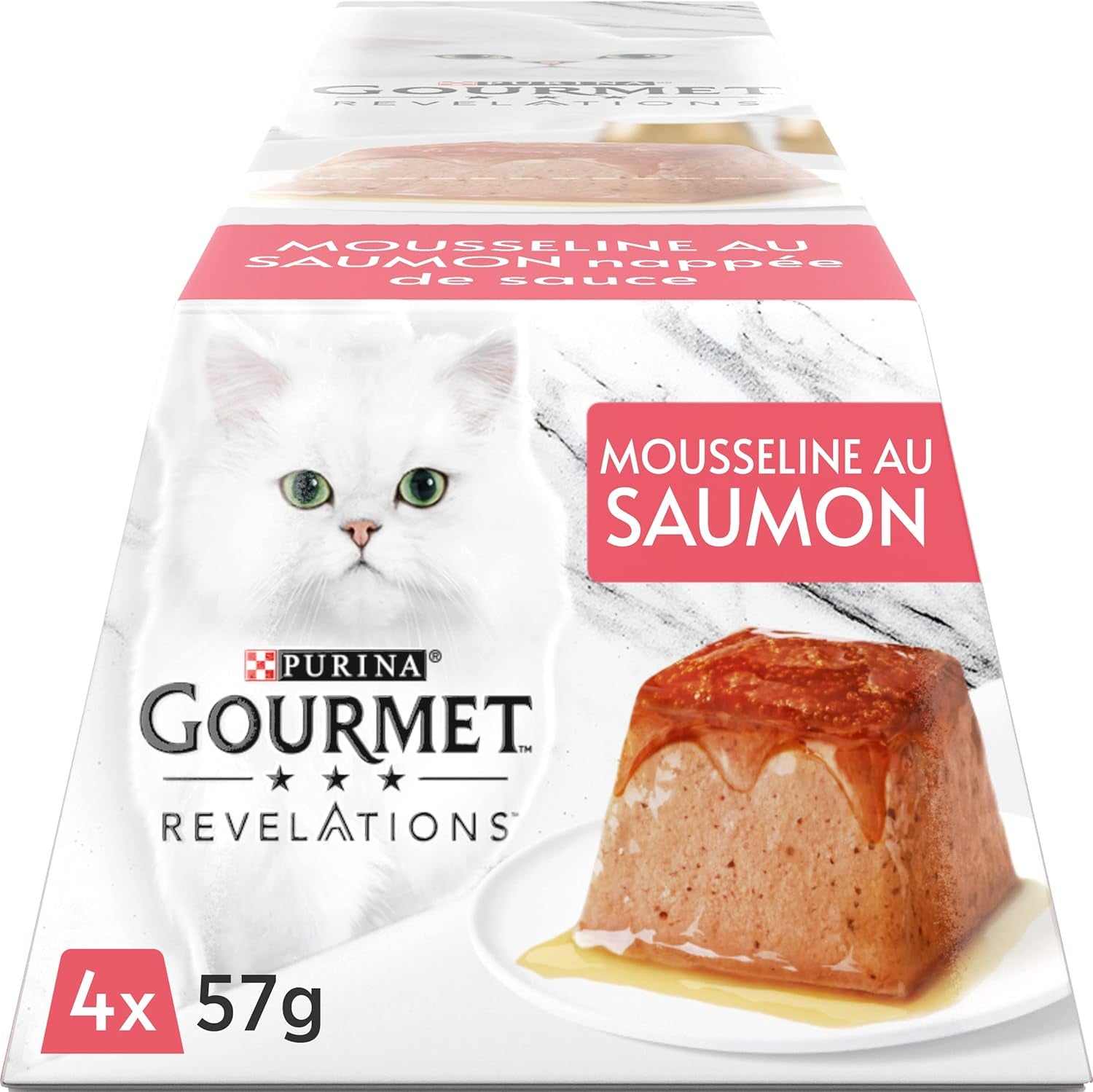Empfehlungen, Lachs-Musselin, mit Sauce, Mahlzeitportionen für ausgewachsene Katzen, 4 x 57 g