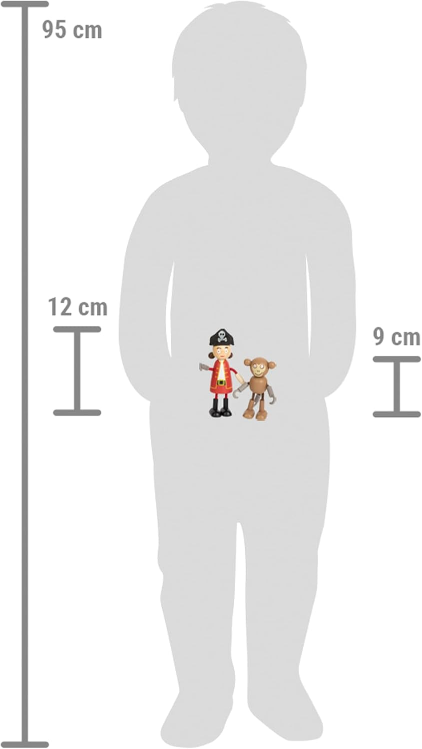 Small Foot Flexible Piratenpuppen aus Holz, 5 Piraten und 1 Affe, detailliert und flexibel, ab 3 Jahren, 12412