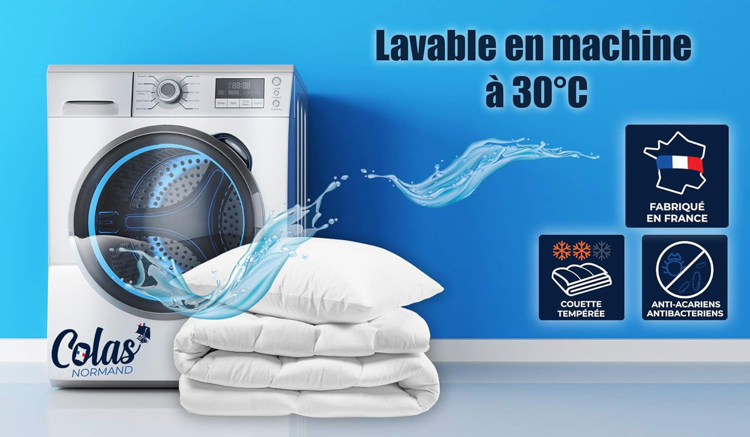 COLAS NORMAND – Steppdecke gegen Milben und Bakterien – gemäßigt – 280 x 240 cm – langanhaltende Wirkung – perfekte Hygiene – Mikrofaser – weich und bequem – waschbar. Steppdecken und Steppdecken Naty Shop