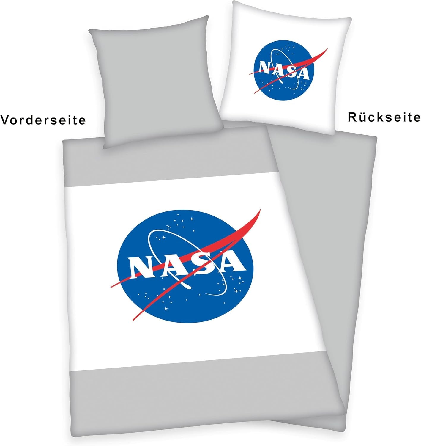 NASA-Bettwäscheset, Baumwolle/verstärkt, grau/weiß Bettwäsche – Kinder Naty Shop