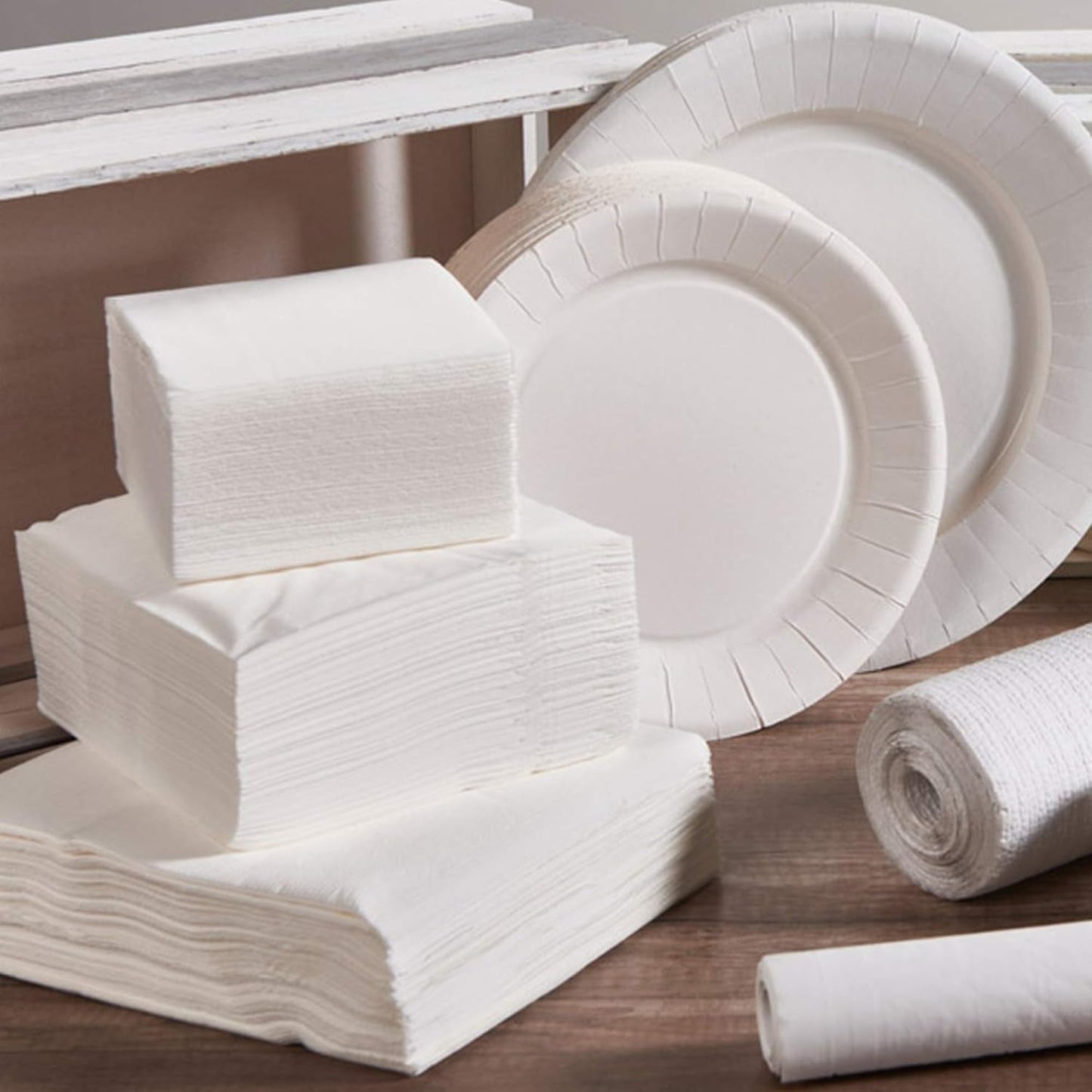 Le Napage 50 Baumwollservietten 25 x 25 cm, 3-lagig, FSC weiß