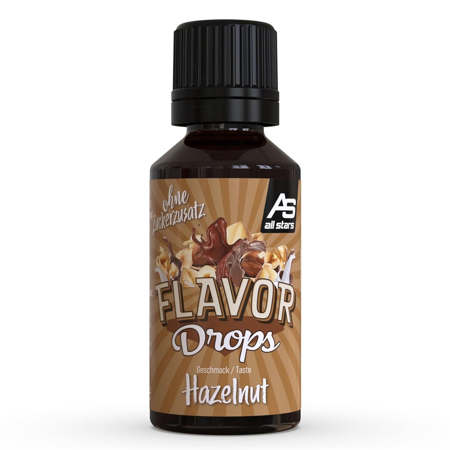 ALL STARS Flavour Drops, Aromatisierte Drops ohne Zuckerzusatz und ohne Kalorien – Süße und Geschmack für Lebensmittel, 30 ml Süßstoffe Naty Shop Haselnuss 30 ml