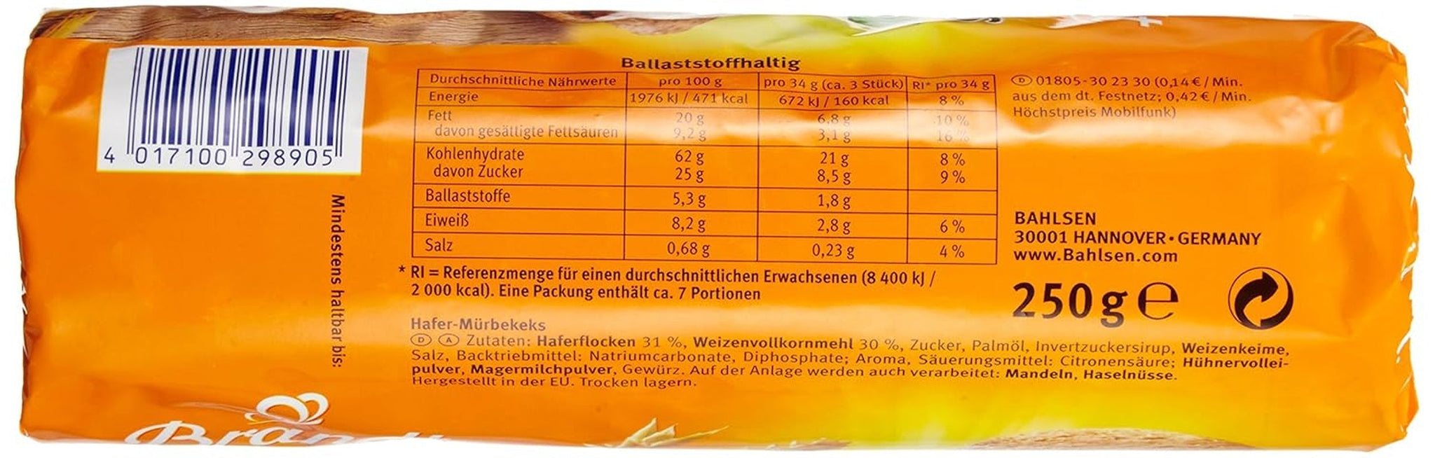 Bahlsen Hobbits Crunchy – Packung mit 18 Stück – Aufbewahrungsbox – ballaststoffreiche Haferflocken-Vollkornkekse (18 x 250 g)