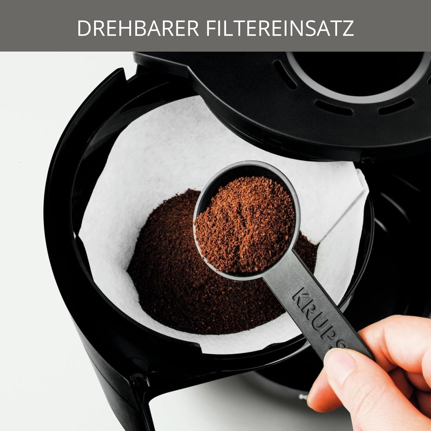 Krups F30908 ProAroma Espressomaschine mit Filter und Glaskaraffe, Fassungsvermögen 1,25 l, 10-15 Tassen, 1050 W, schwarz