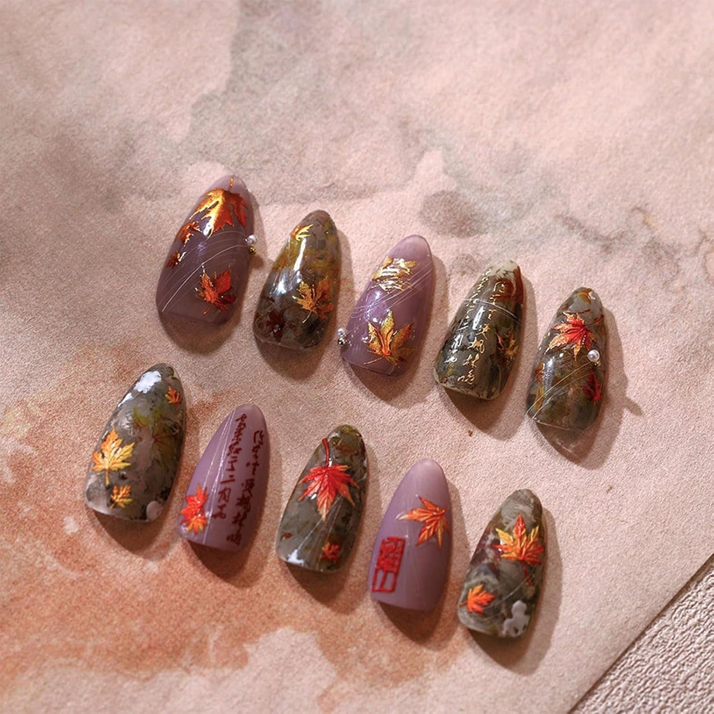 JMEOWIO 3D Nagelsticker Herbst Nail Art Sticker Selbstklebend Nagelaufkleber 5D Stereoskopisch Ahornblatt Erntedankfest Dekoration Nageldesign Zubehör 1 Blatt