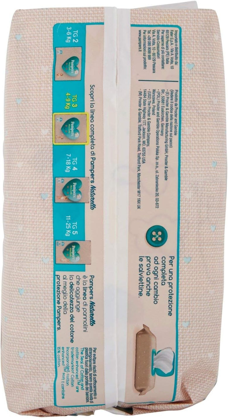 Pampers Naturello Midi, 22 Windeln, Größe 3 (4-9 kg)