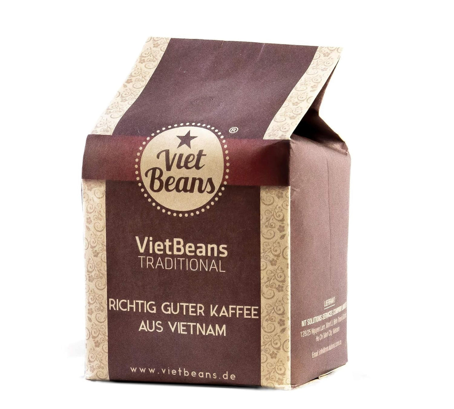 VietBeans Traditional – Ganze Kaffeebohnen – Traditionelle Trommelröstung – Hochwertiger vietnamesischer Kaffee – Geeignet für Vollautomaten – 250 g