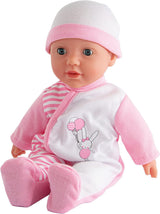Simba 105140020 – My Love Baby Talk Puppe mit weichem Körper und Schlafaugen in süßem Kleid, macht 24 Babygeräusche, 30 cm große Babypuppe ab 2 Jahren, weiß, rosa, Naty Shop Dolls