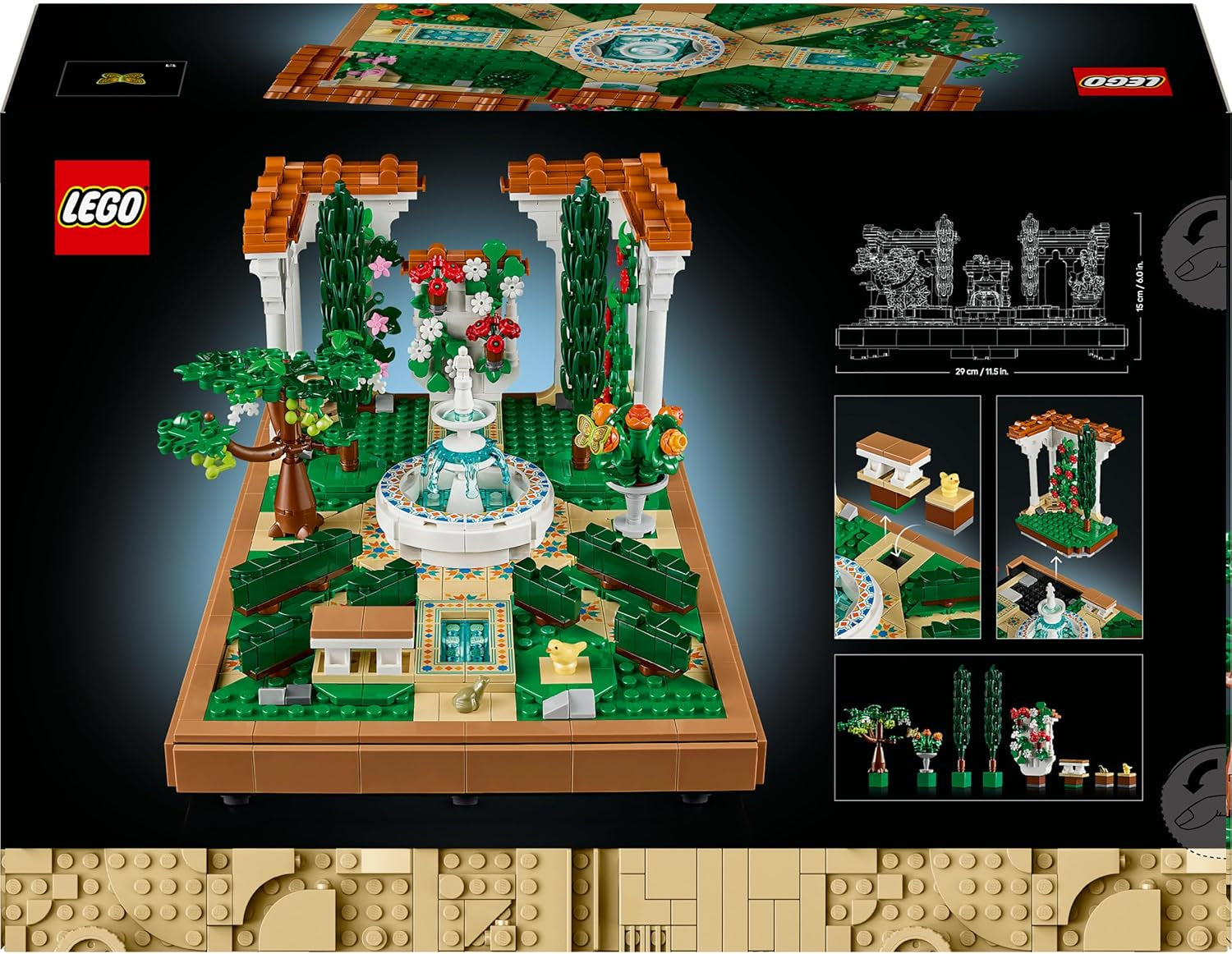 LEGO Icons Fountain Garden – Miniatur-Bauset für Erwachsene mit Blättern, Zypressen, Bäumen, Ranken, Blumen – Kreative Geburtstagsgeschenkidee, Einweihungsgeschenk für Frauen, Männer – 10359 Bausets Beuche den LEGO-Store
