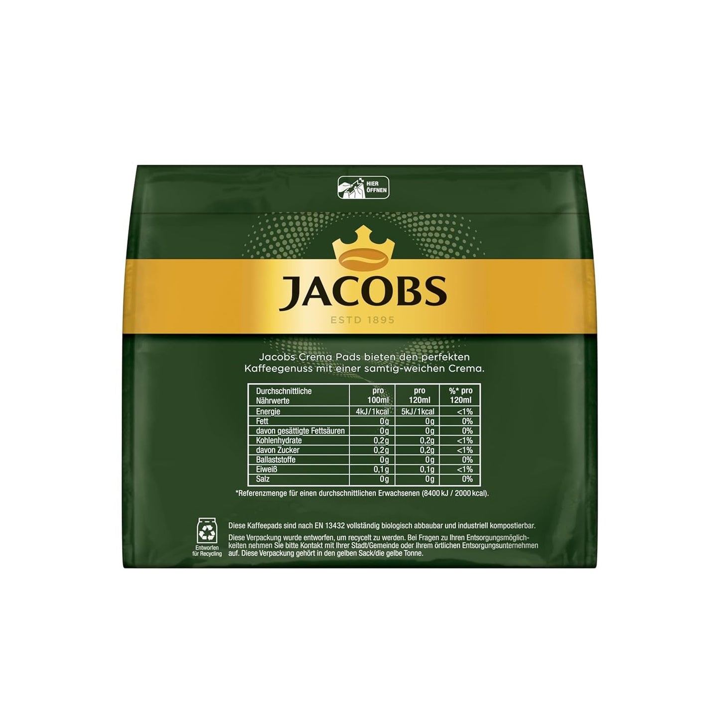 Jacobs Crema Balance Pads, Senseo-kompatible Pads, 5 x 18 Getränke, 90 Kaffeepads