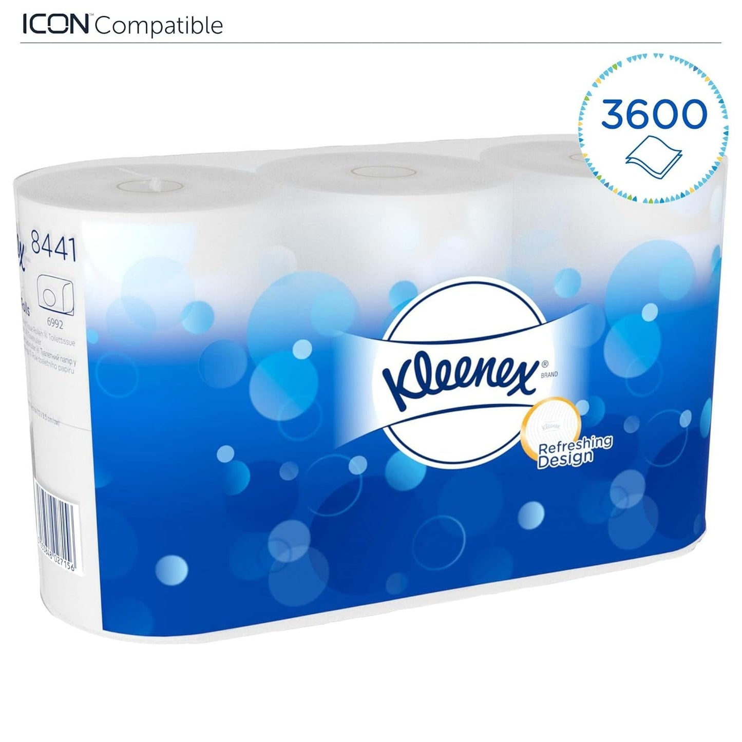 Kleenex Standard Roll 8441 Toilettenpapier – 2-lagiges Toilettenpapier – 6 Packungen mit je 6 Rollen x 600 Blatt, weiß (36 Rollen/21.600 Blatt insgesamt)