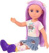 Glitter Girls – Luma – 36 cm große bewegliche Puppe – einzigartige lila Haare und lila Augen – Haarverlängerungen, Schleife, Clips und farbenfrohes Outfit – ab 3 Jahren