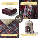 Gemütliche Sherpa-Fleecedecke von Night Lark, klassisches rotes Schottenkaro, 9 Tog, luxuriös, flauschig, dick und wendbar, perfekt für Couch, Bett, Couch, Couch. Hypoallergen, maschinenwaschbar, Größe: Night Lark-Betten und Bettdecken
