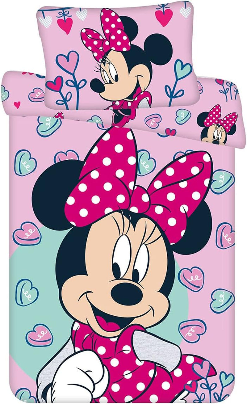 Disney-Bettwäsche, Minnie Mouse Pink Baby, 100 % Baumwolle mit Reißverschluss – Kids Naty Shop Standardtitel