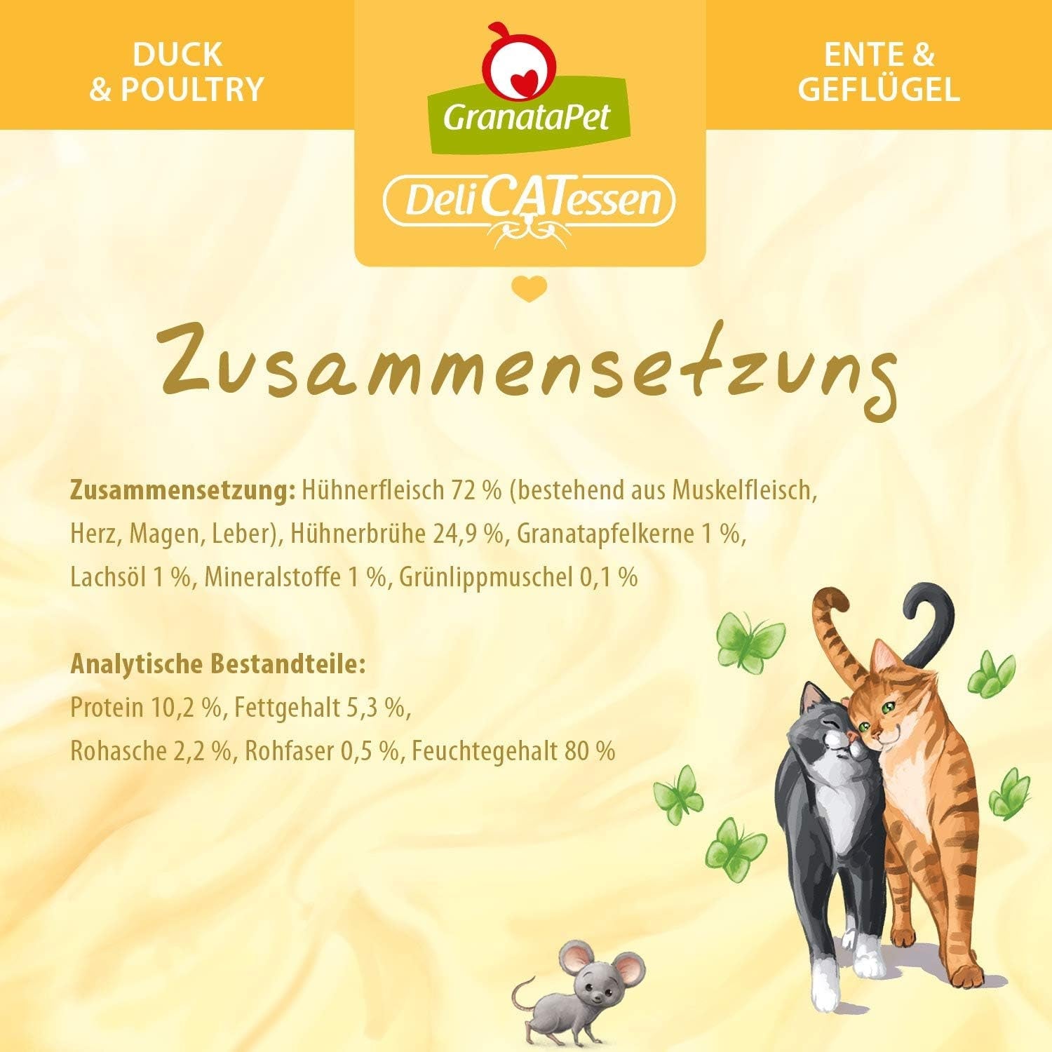 GranataPet DeliCatessen Chicken PUR, Nassfutter für Katzen, Futter ohne Getreide & ohne Zuckerzusätze, Katzenfutter mit hohem Fleischanteil & hochwertigen Ölen, 6 x 400 g