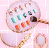 Harz Nail Art Palette,Maniküre Gemalt Palette,Goldener Rand Nagelleck Palette,Nail Art Make up Paletten Display Fach Nagel DIY Zubehör(Weiß)