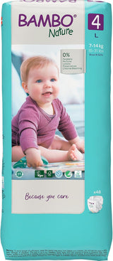 Bambo Nature Babywindeln, Größe 4 (7-14 kg) – 48 Stück. Premium-Windeln mit verbessertem Auslaufschutz | Ultimativer Komfort und Freiheit für aktive Kinder | Dermatologisch getestete Windeln
