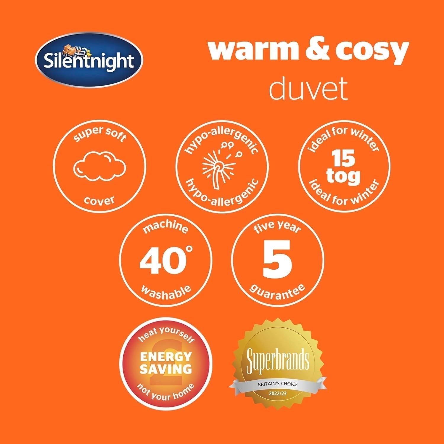 Silentnight Warme und gemütliche Bettdecke – 15 Tog – Einzelbett 135 x 200 cm Bettdecken und Steppdecken Naty Shop