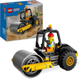 LEGO City Straßenwalze, Baufahrzeug für Kinder ab 5 Jahren, Dampfwalzenspielzeug mit Bauarbeiter-Minifigur, fantasievolles Spielerlebnis für Jungen und Mädchen, kleines lustiges Geschenk, 60401 Bausets. Beuche den LEGO-Store Single