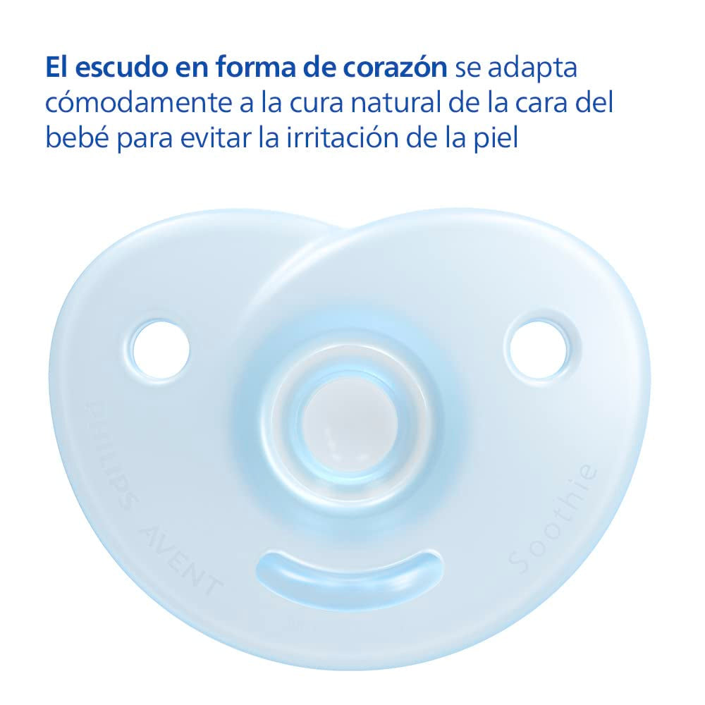 Philips AVENT Soothie – BPA-freier Schnuller für Babys im Alter von 0–6 Monaten, blau/hellblau (Modell SCF099/21)