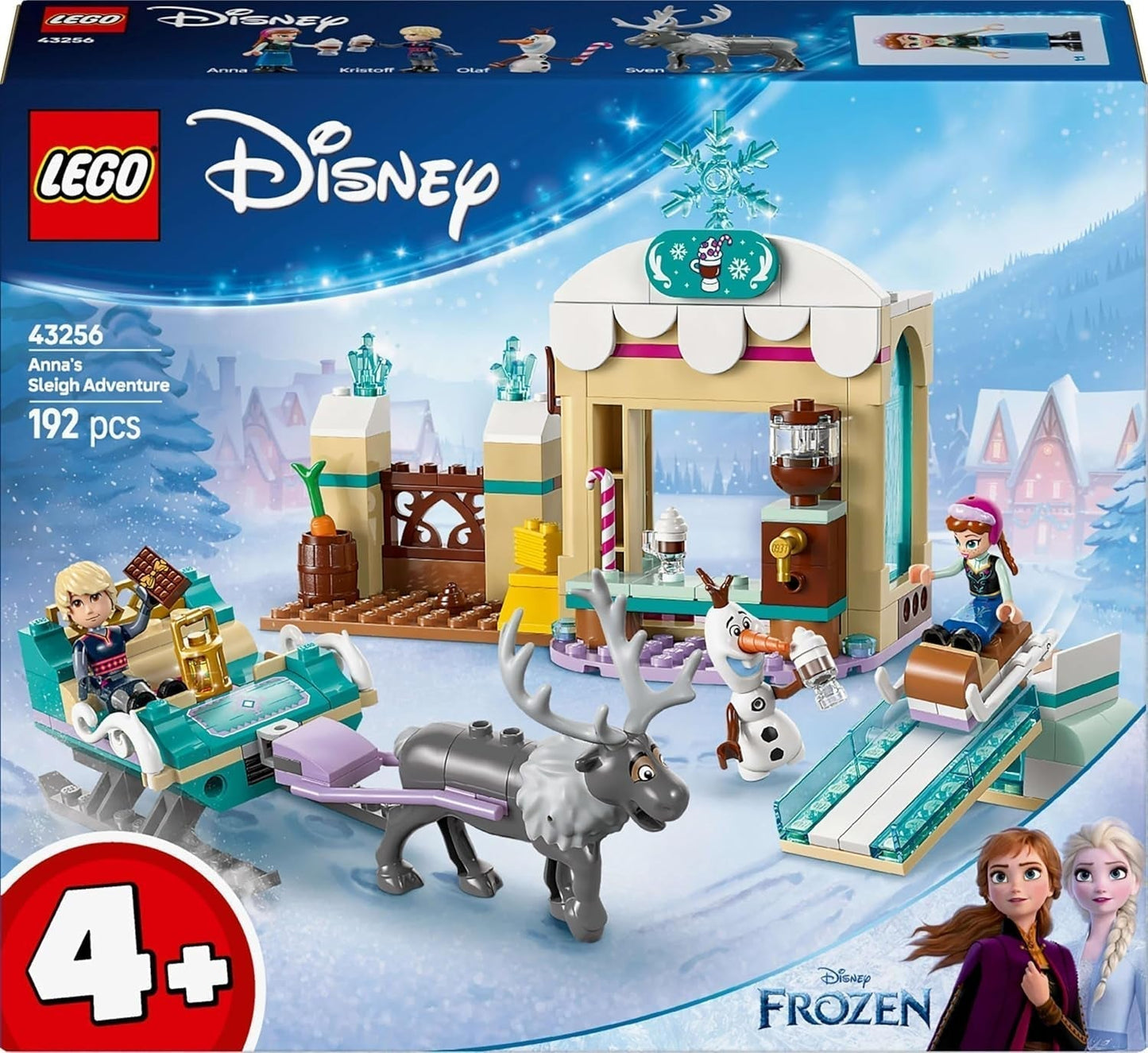 LEGO Ç€ Disney Frozen Annas Schlittenabenteuer, Konstruktionsspielzeug und Fantasy-Spielset, Schokoladenständer mit Anna-, Kristoff-, Olaf- und Sven-Minipuppen, Prinzessinnenspielzeug für Mädchen ab 4 Jahren 43256 Bausets Besuchen Sie den LEGO-Store