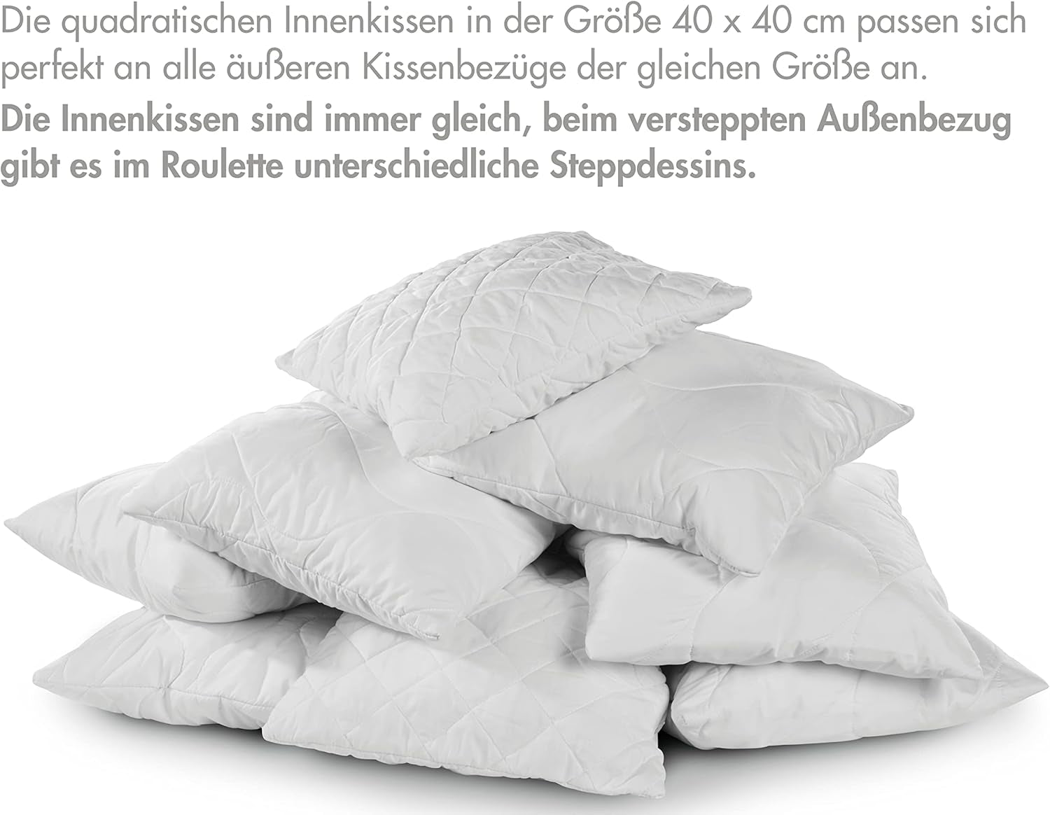 Traumnacht Bequemes Roulette-Kissen, 4er-Set, mit gestepptem Bezug und Schaumstofffüllung, 40 x 40 cm, Öko-Tex-zertifiziert, hergestellt nach dem deutschen Qualitätsstandard Naty Shop Standardkissen