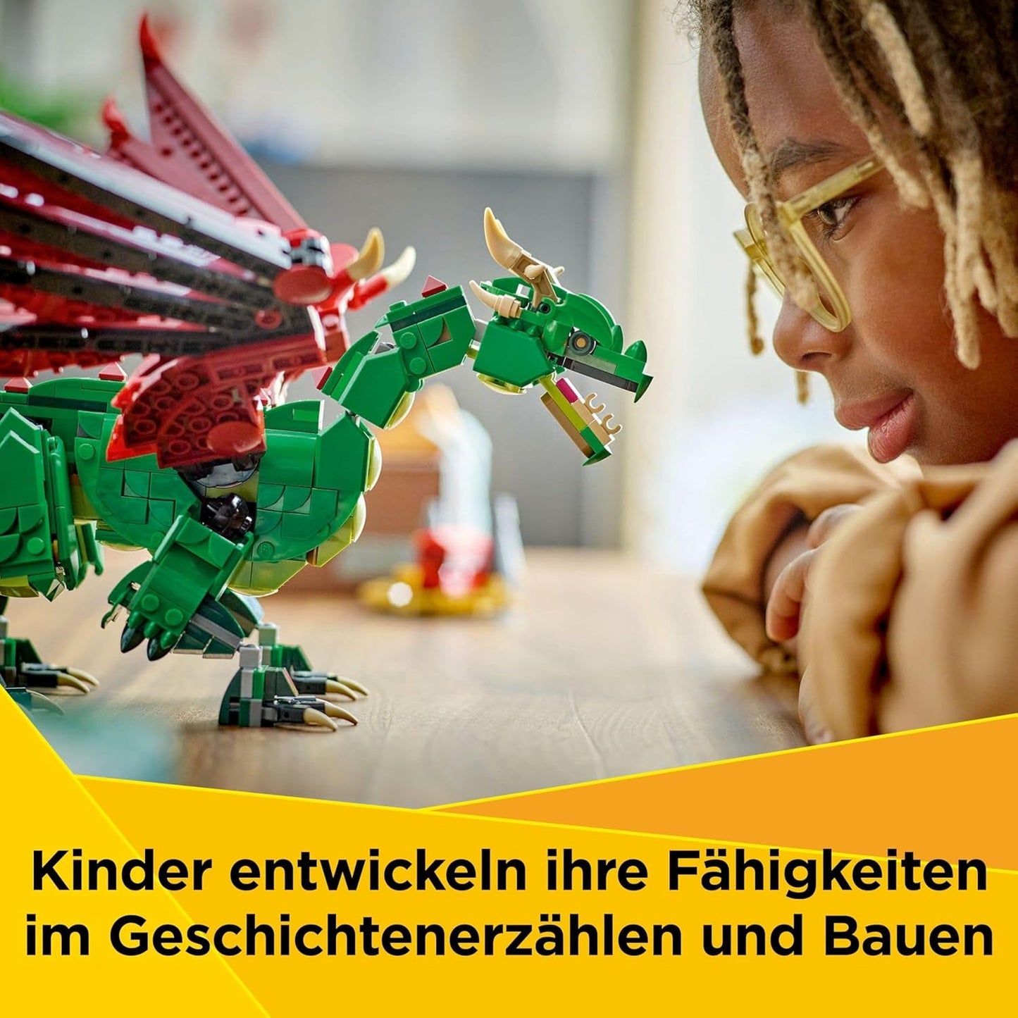 LEGO Creator 3In1 Grüner Drache – Spielzeug – Verwandelt sich in eine Seeschlange oder einen Phönix – Tierbauspielzeug für Kinder – Geschenk für Jungen und Mädchen ab 9 Jahren 31161 Bausets Besuchen Sie den LEGO-Store