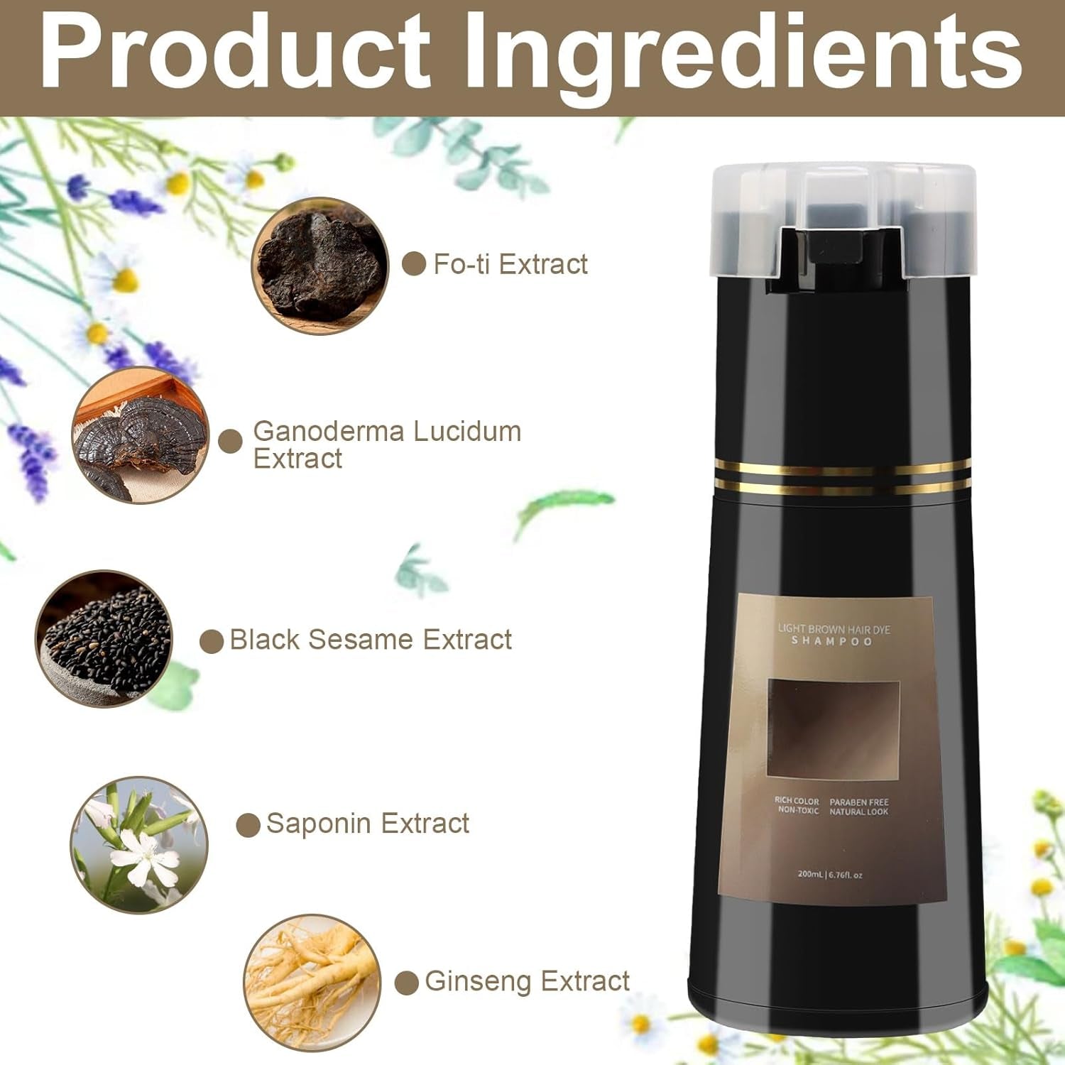 Haarfarben-Shampoo, 3-in-1-Instant-Farbshampoo, Sofort-Haarpflege-Farbshampoo, Schwarzes Haarfarben-Shampoo, Haarfarben-Shampoo (Hellbraun) Naty Shop Haarfärbemittel