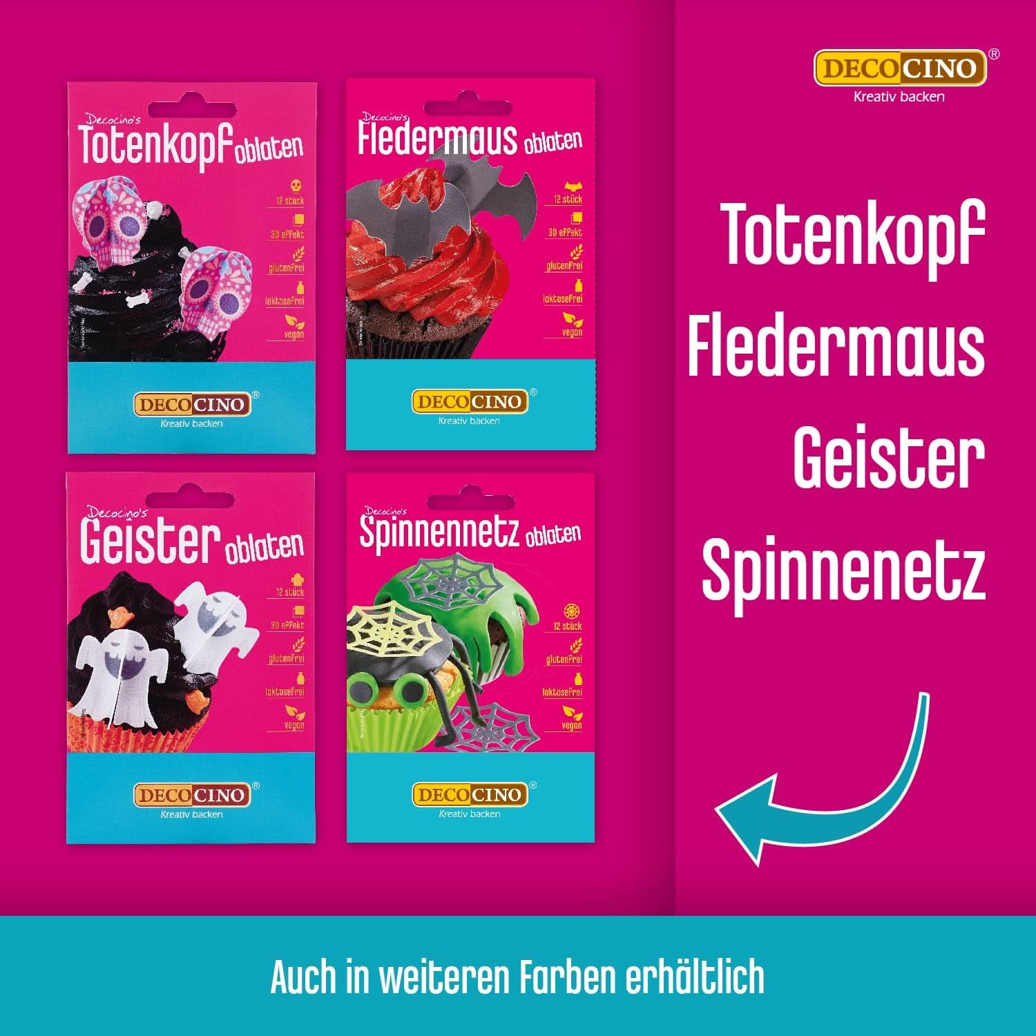 Decocino Halloween Streusel, mehrfarbig, 120 Gramm Streusel Naty Shop