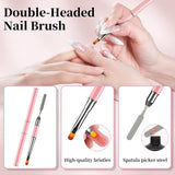120 Doppel-Nagelformen-Set, Nagelverlängerungsschablonen mit rosa Doppelpinsel, Nagelspitzen-Clip, Schwamm-Zehentrenner und Nagelfeile für Polygel-Nägel