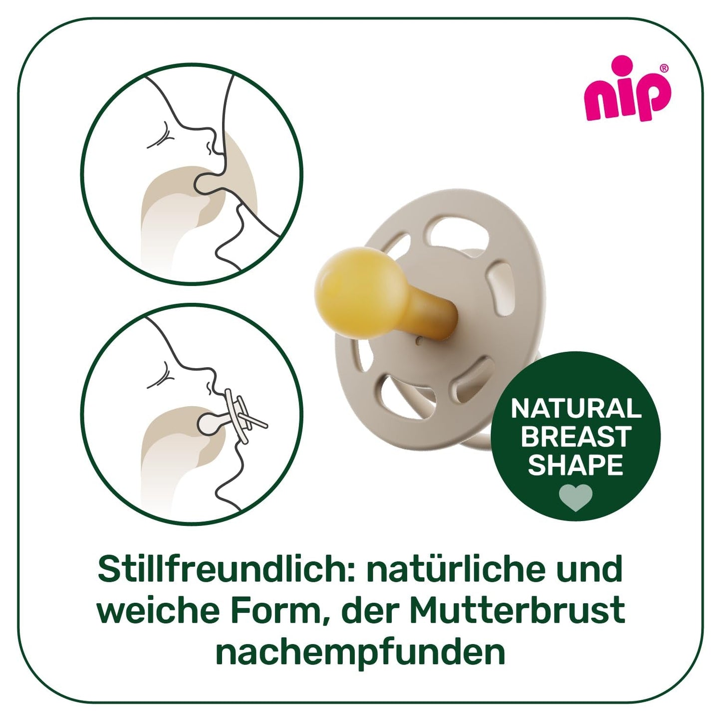 nip - Kirschgrün | 0-6 Monate | 4 Stück | Finden Sie heraus, was Sie tun können, und helfen Sie Ihnen dabei. Suzetă sustenabilă, Herstellung Ihres Materials aus erstklassiger Natur, grün/grau