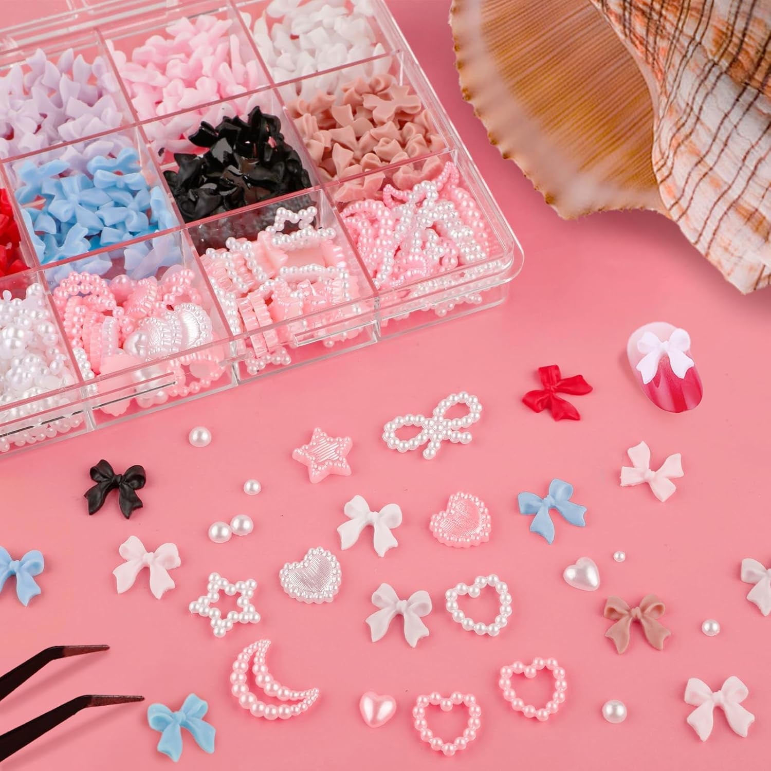 500 Stück 3D Nägel Charm Schleifen Charms Nägel Nail Art Charms Schleife Nagel Charms Nägel Nail Art Schleifen Nageldekorationen Mit Aufnahmewerkzeug Für Frauen Und Mädchen Nagel-Diy-Zubehör