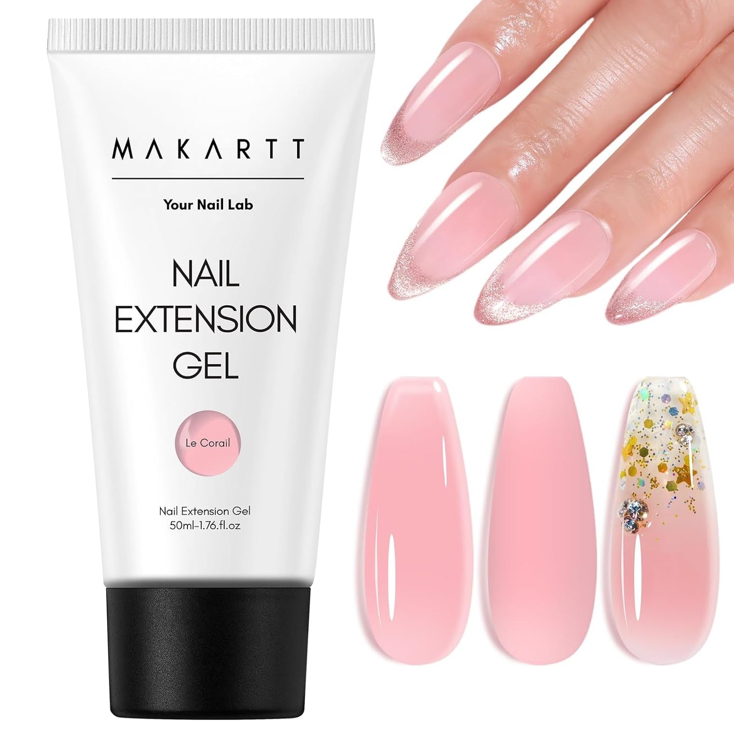 Makartt Poly Nail Extension Gel - 50 ML Extension Builder Acryl Poly Nägel Aufbaugel Extender Gel Für Gelnägel Für Nagelverlängerung, Nagelstärkung, Nail Art Dekoration (Transparent)