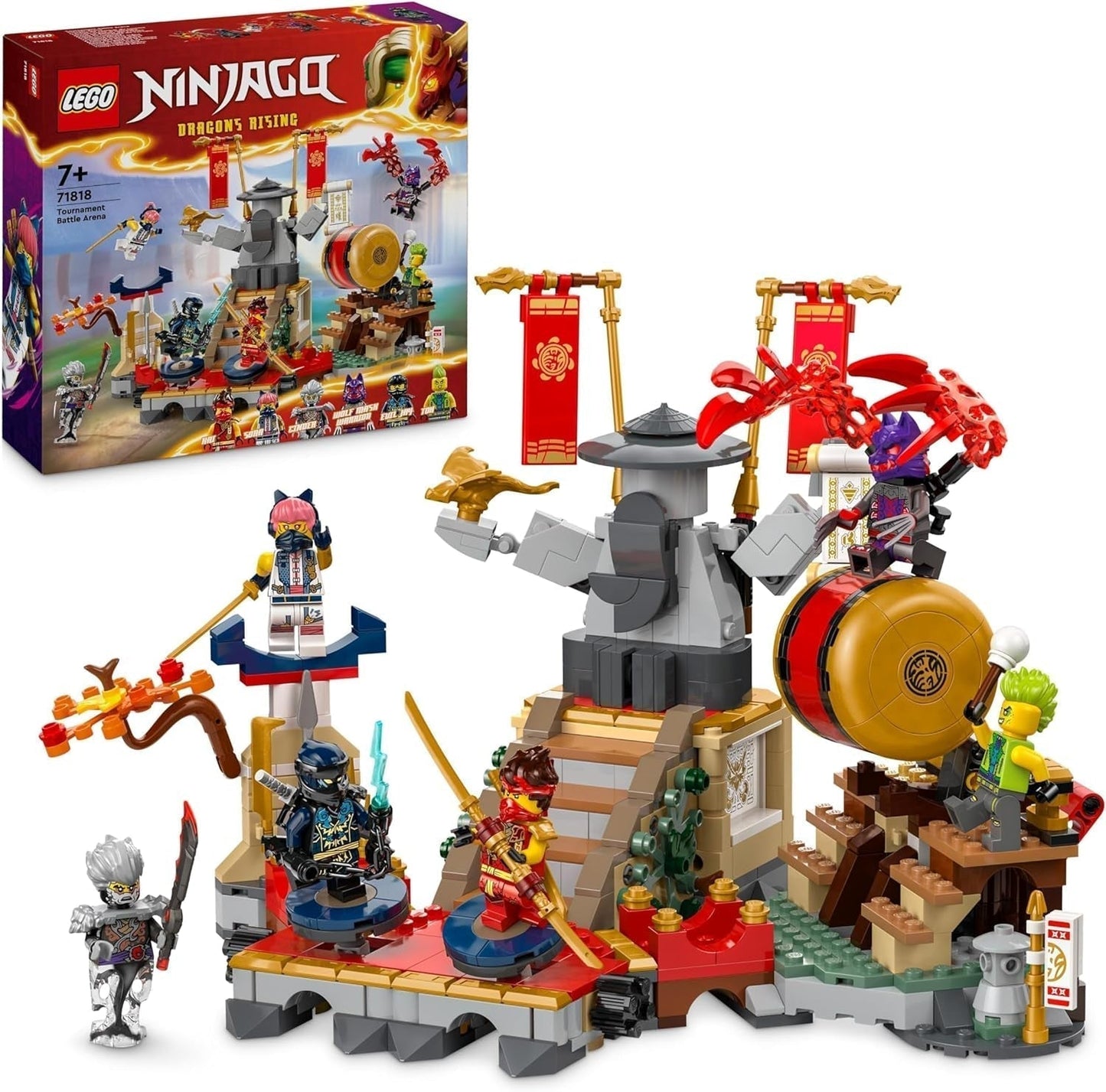 LEGO NINJAGO Tournament Arena Abenteuerspielzeug für Kinder 6 Minifiguren Ninja-Spielset-Sammlung Bauset Geburtstagsgeschenk für 7-jährige Jungen und Mädchen 71818 Bausets Besuche den LEGO-Store Standardtitel