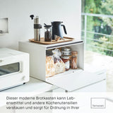 Yamazaki 4352 TOWER Brotkorb, weiß, Stahl, minimalistisch, 40 x 34,5 x 24 cm Frischhalteboxen Naty Shop