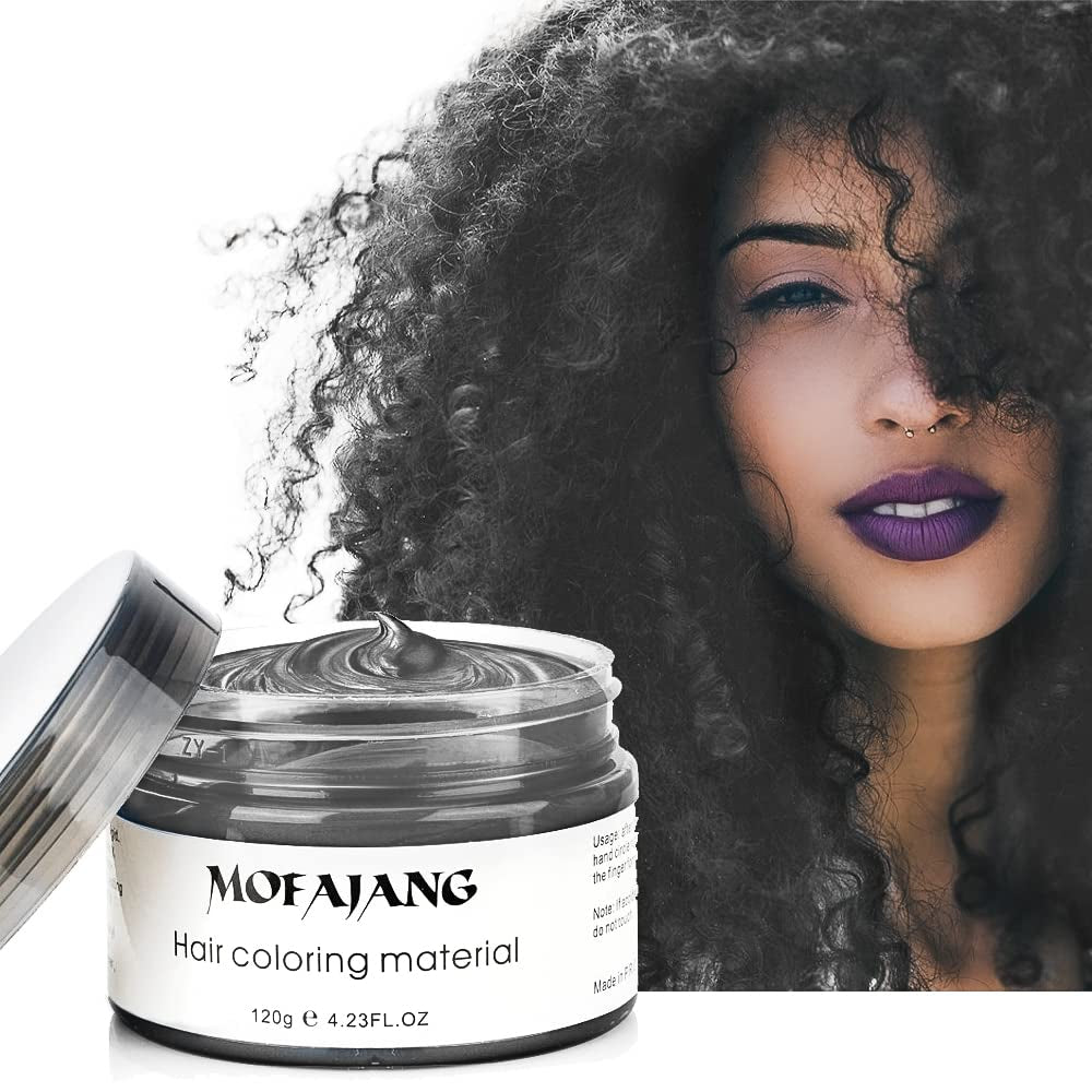Temporäre Haarfarbe, Styling-Haarton für Männer und Frauen, natürliche Haarpomade, Haarfärbewachs für Party, Cosplay und Halloween, 4,23 oz (Silbergrau) Naty Shop Haarfarbe 3 Schwarz