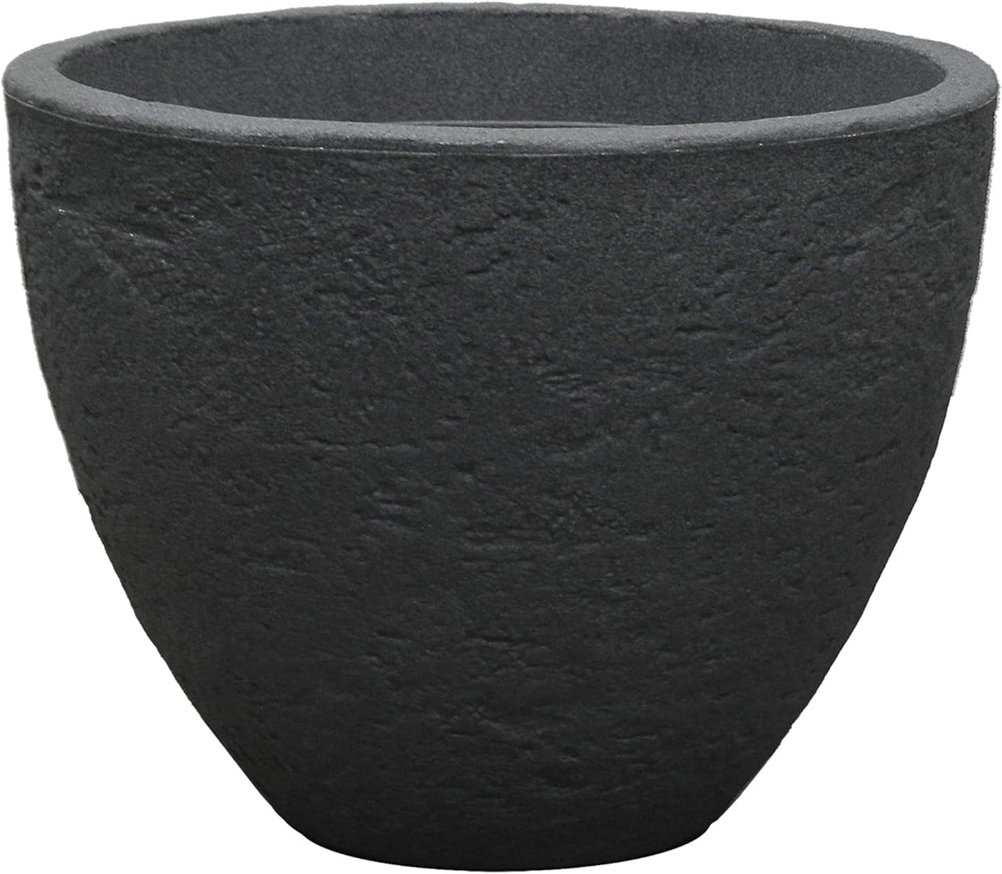 Dehner Steintopf, Ø 40 cm, Höhe ca. 31 cm, Kunststoff, Anthrazit