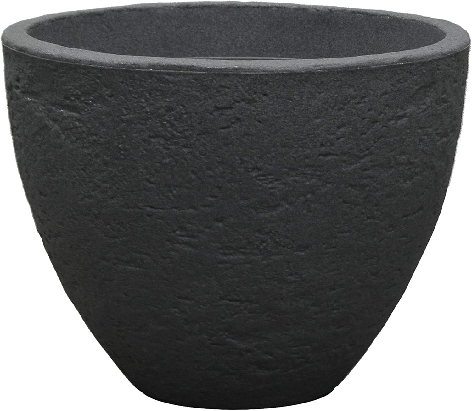 Dehner Steintopf, Ø 40 cm, Höhe ca. 31 cm, Kunststoff, Anthrazit