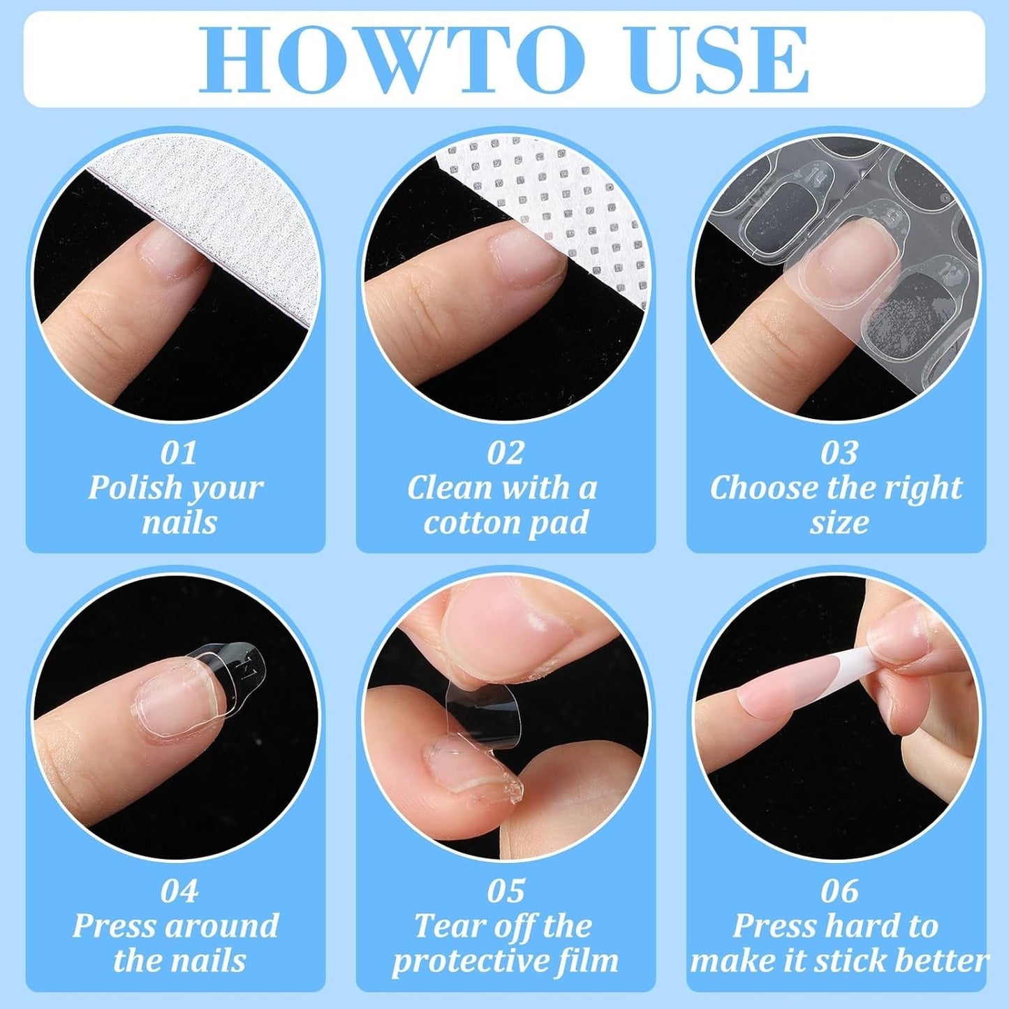 15 Blatt/450 Stück Nagelklebepads, 15 Größen, transparente Nagelklebepads, doppelseitiges Gelee-Gel, Nagelklebeaufkleber, zum Aufdrücken von Nägeln, Klebepads für DIY-Maniküre-Dekorationszubehör