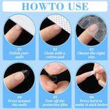15 Blatt/450 Stück Nagelklebepads, 15 Größen, transparente Nagelklebepads, doppelseitiges Gelee-Gel, Nagelklebeaufkleber, zum Aufdrücken von Nägeln, Klebepads für DIY-Maniküre-Dekorationszubehör