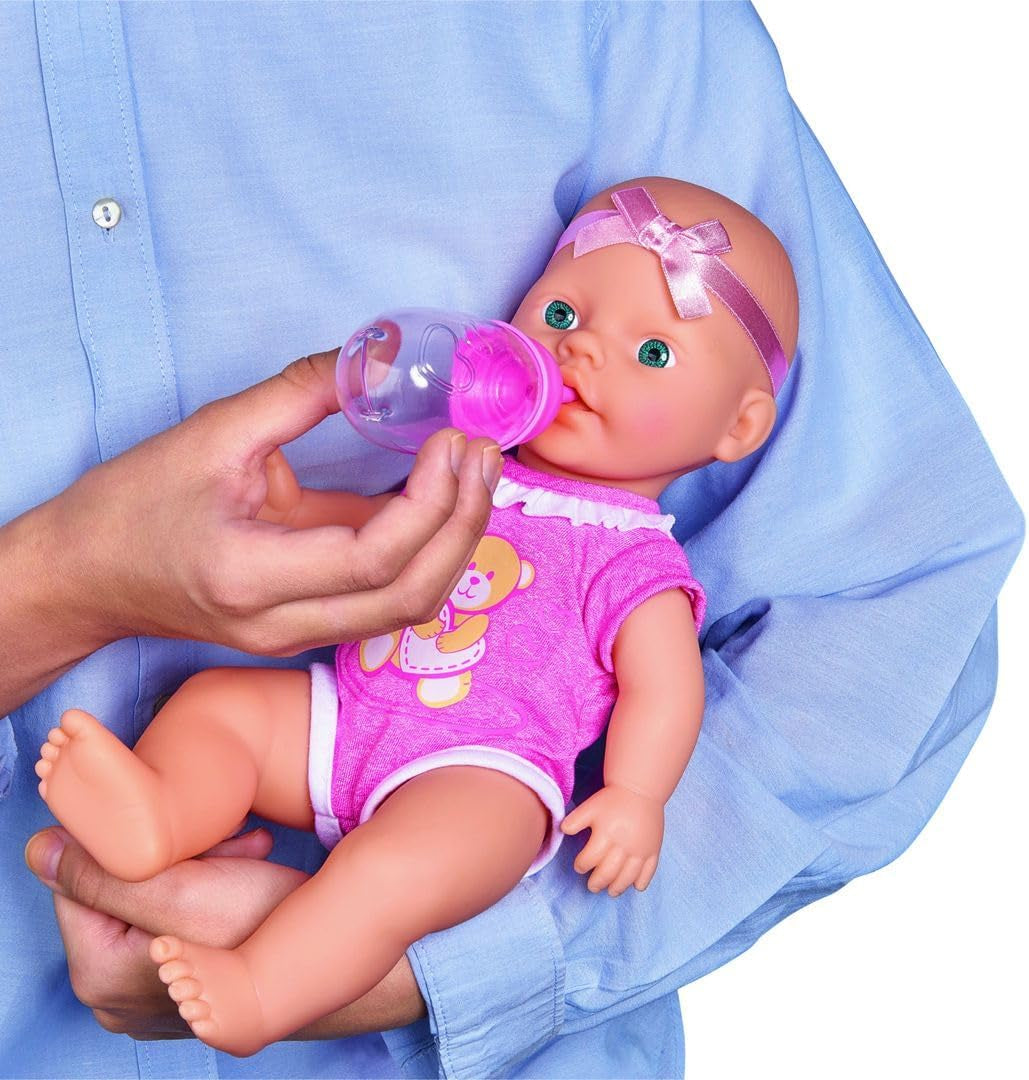 Simba 105030069 – New Born Baby Doll, Vinylpuppe mit Trink- und Fütterfunktion, mit Geburtsurkunde und Zubehör, 4 Teile, 30 cm, Puppe, ab 3 Jahren Naty Shop Dolls